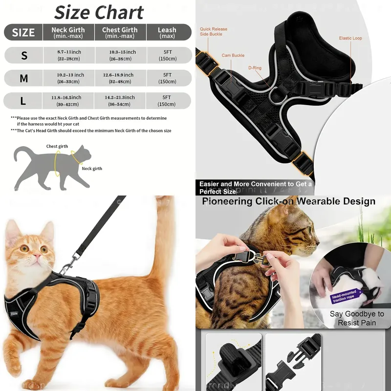 Outdoor Adventure Walks - Cat Harness And Leash Set Anti‑Escape
