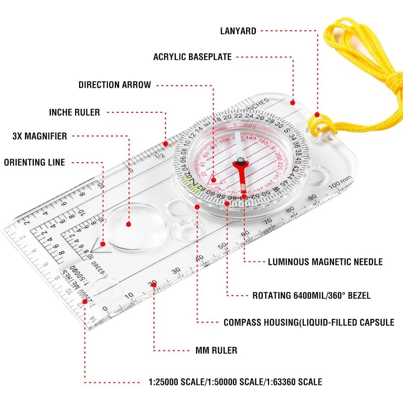 1-10Pcs Compass Navigation Map - Map Compass Orienteering ulasan dan harga